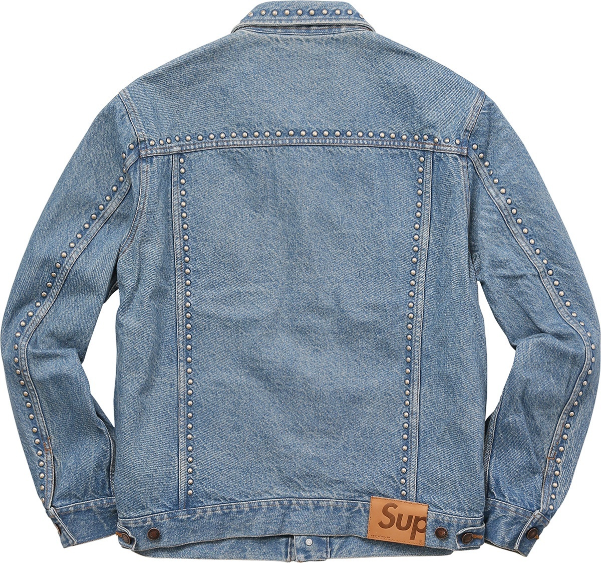 Studded Denim Trucker Jacket view 3